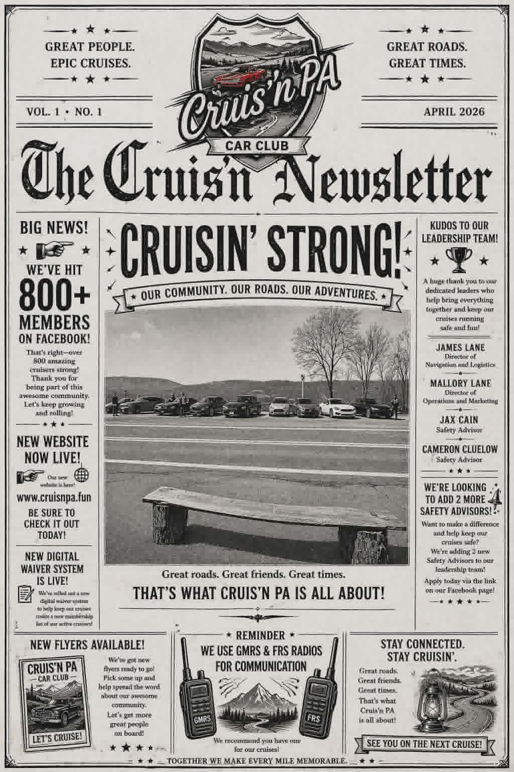 Cruis'n PA April 2026 newsletter